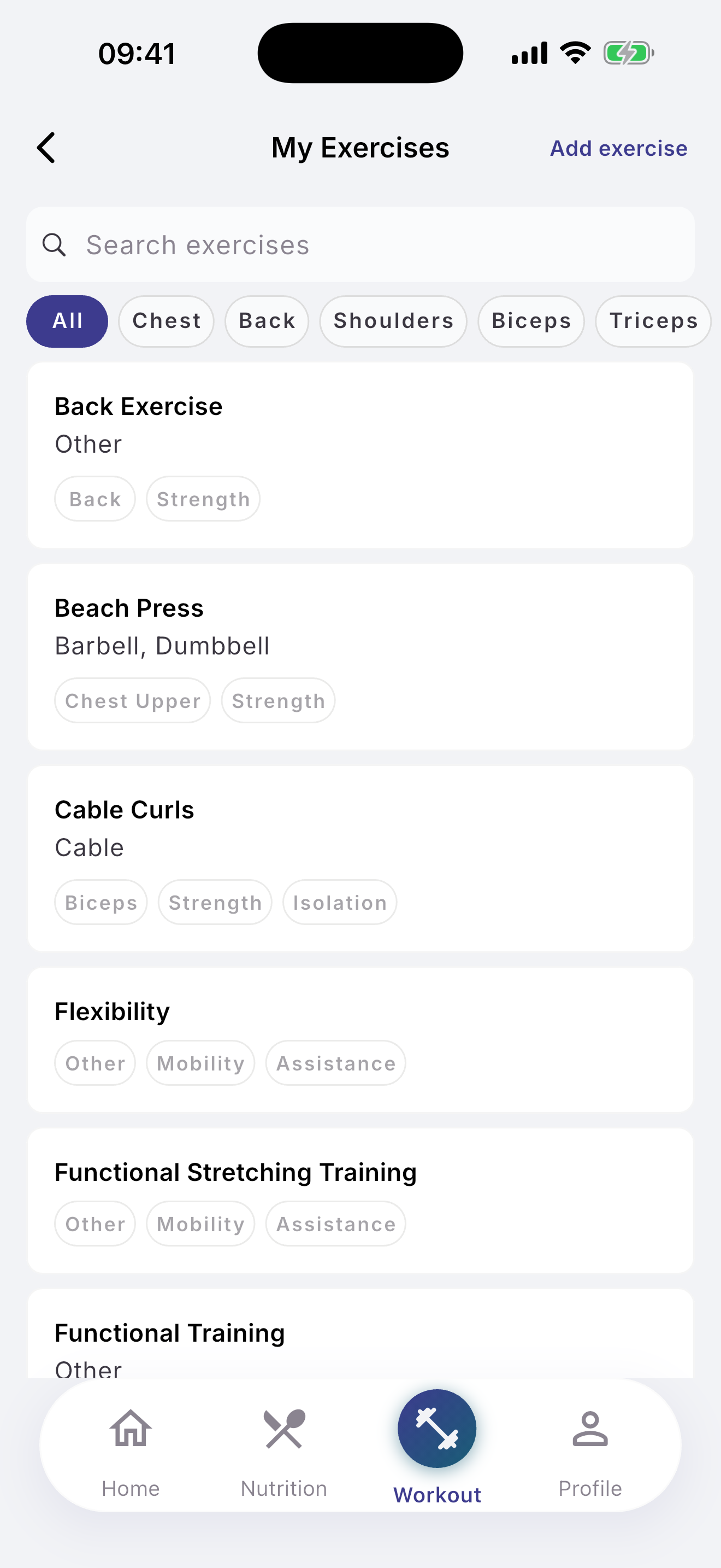 Your personal exercise catalog
