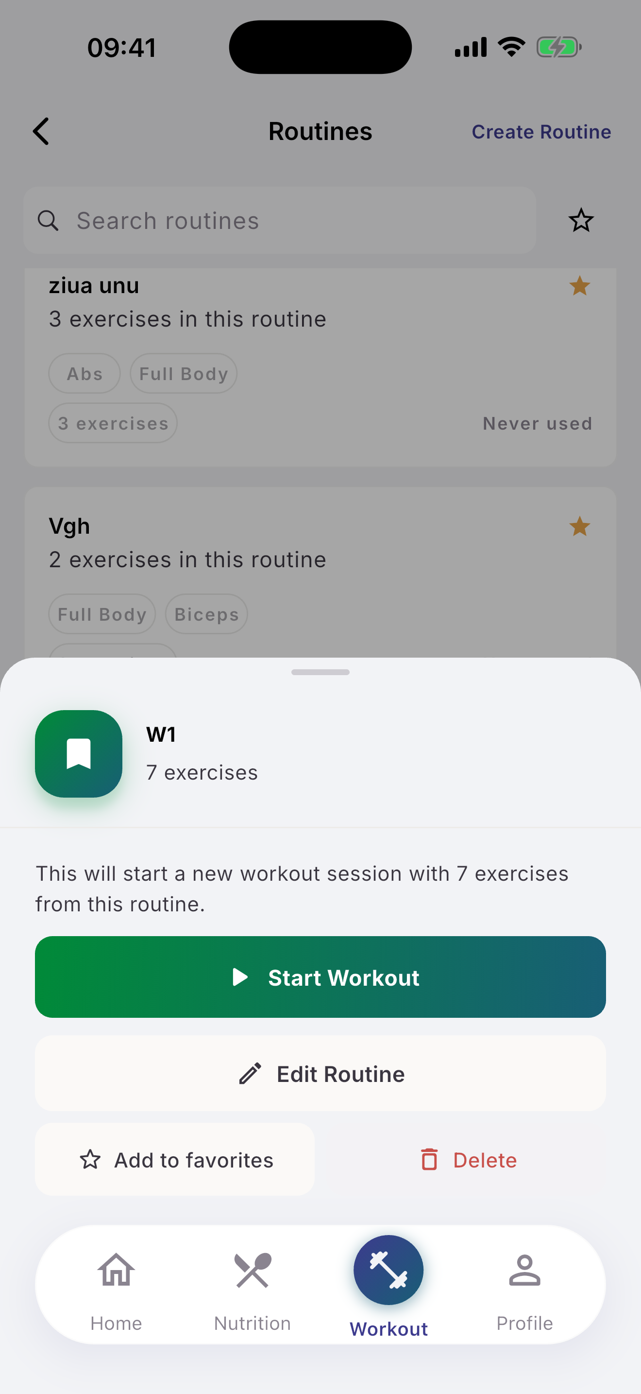 Repeating a past workout