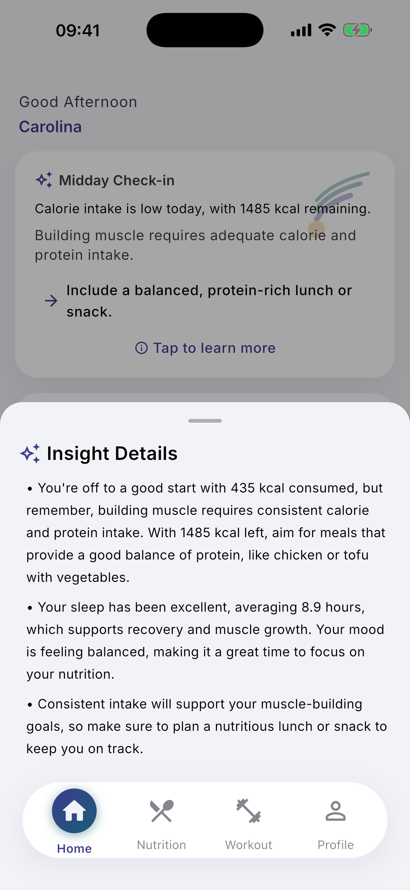 Expanded insight detail showing the AI's reasoning
